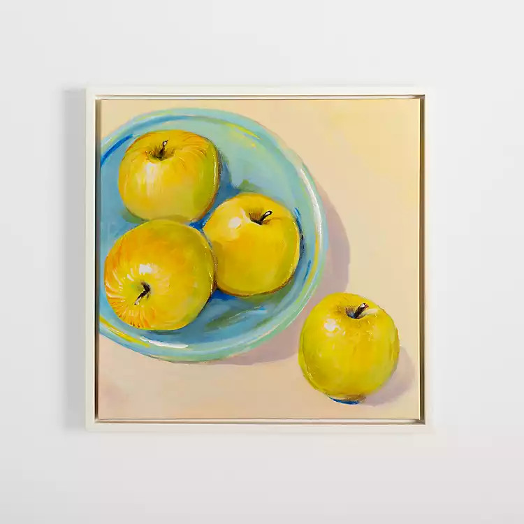 Apples in a Turquoise Bowl Framed Canvas Art Print | Kirkland's Home