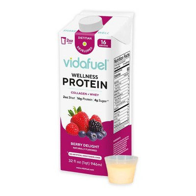 Vidafuel Protein Drink, 16g Protein per 2oz Shot, 32 fl oz Carton, Berry, 1 Count | Target