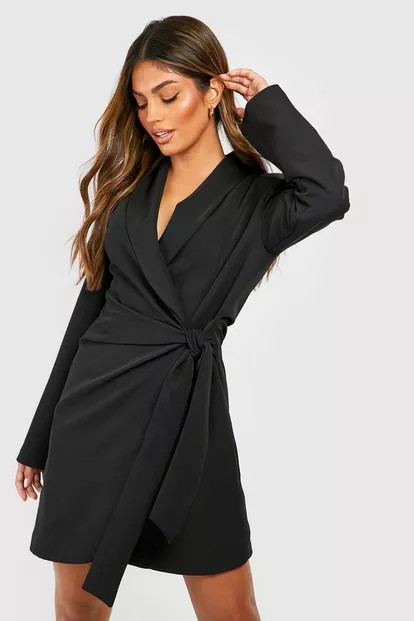 Tie Waist Tailored Blazer Dress | Boohoo.com (US & CA)