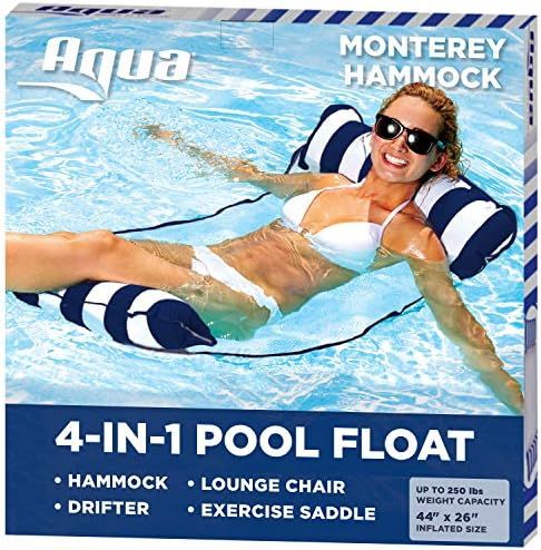 Aqua 4-in-1 Monterey Hammock Inflatable Pool Float, Multi-Purpose Pool Hammock (Saddle, Lounge Ch... | Amazon (US)