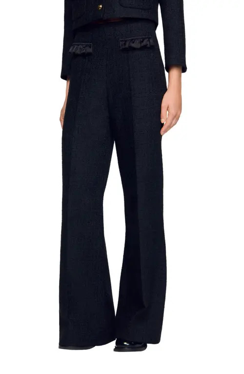 SANDRO Tweed suit trousers in Black at Nordstrom, Size 34 Eu | Nordstrom