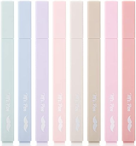 Amazon.com : Mr. Pen- Aesthetic Highlighters, 8 Pcs, Chisel Tip, Muted Pastel Color, No Bleed Bib... | Amazon (US)
