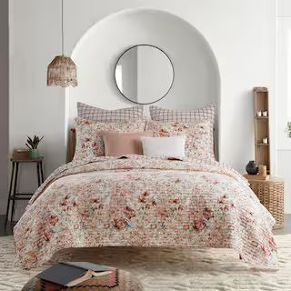 LEVTEX HOME Leonora 3-Piece Dusty Pink Floral Cotton Full/Queen Quilt Set L53791FQS - The Home De... | The Home Depot