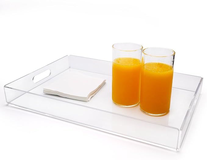 Large Rectangular Clear Acrylic Serving Tray,Commercial Food Serving Tray for Breakfast, Tea, But... | Amazon (US)