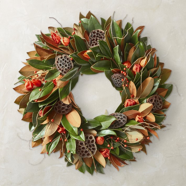 Magnolia Lantern Live Wreath | Williams-Sonoma