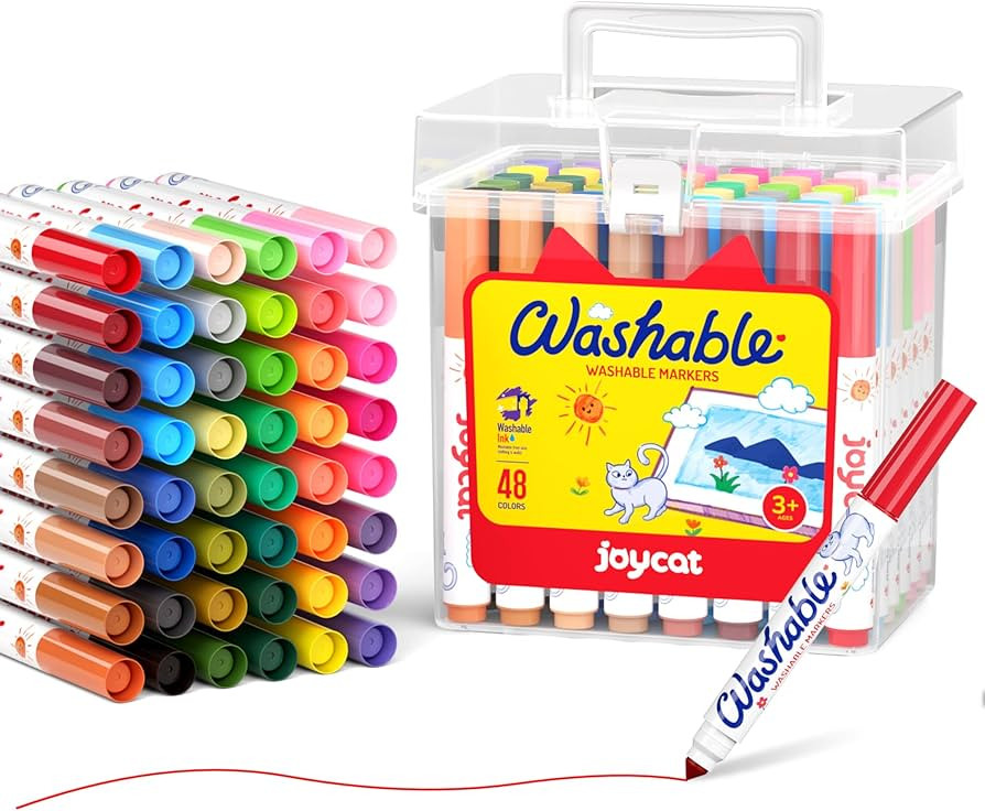48 Count Washable Markers for Kids, 48 Colors Washable Markers Set with Carrying and Storage Case... | Amazon (US)