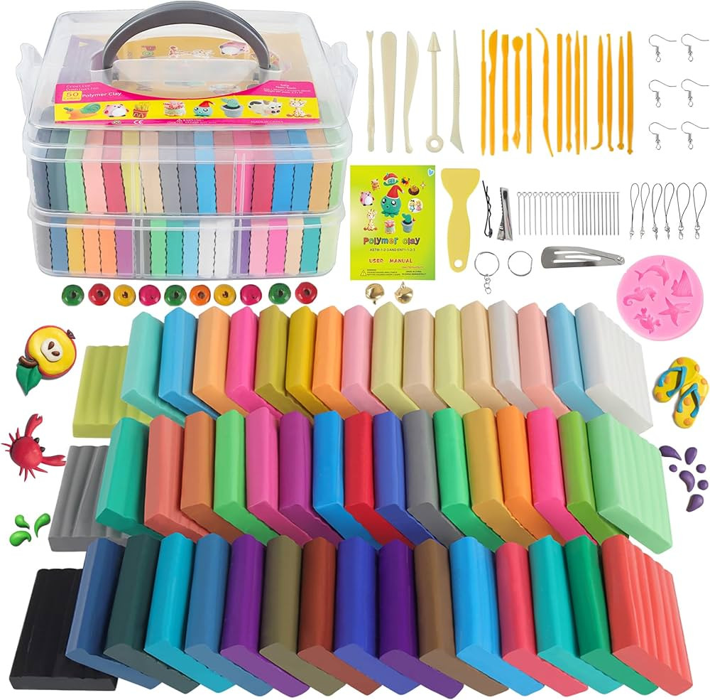Polymer Clay Kits, Modeling Clay for Kids 50 Colors Oven Bake DIY Model Clay, Safe and Non-Toxic,... | Amazon (US)