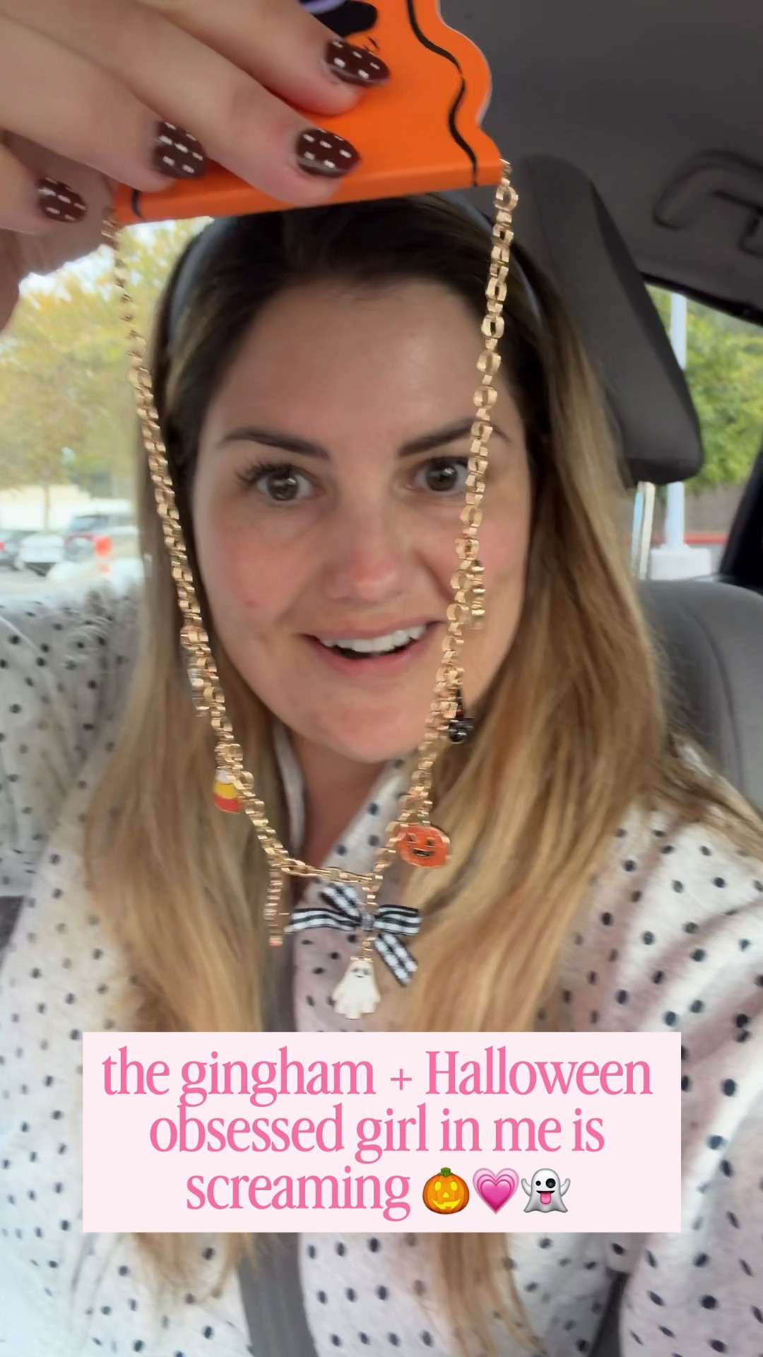 the cutest gingham Halloween bow necklace from Target! So many cute girly boo basket finds for Halloween gifts

#LTKSeasonal #LTKmomlife
