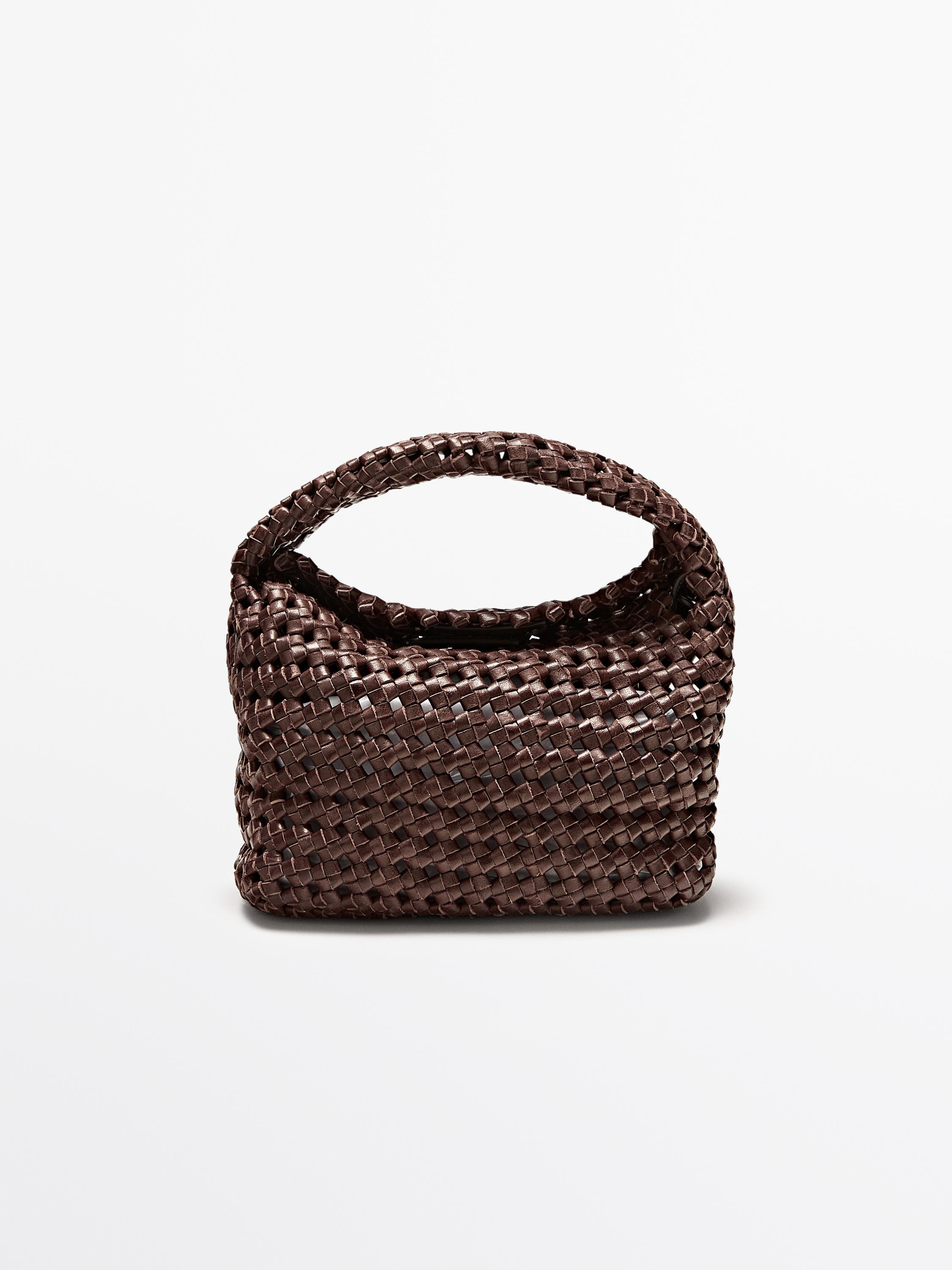 Braided leather mini bag | Massimo Dutti UK
