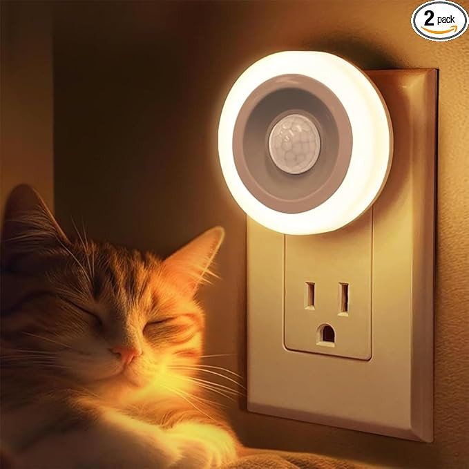 2 Pack Motion Sensor Night Light Plug into Wall, 3000K Warm White, Ideal for Bedroom, Bathroom | Amazon (US)