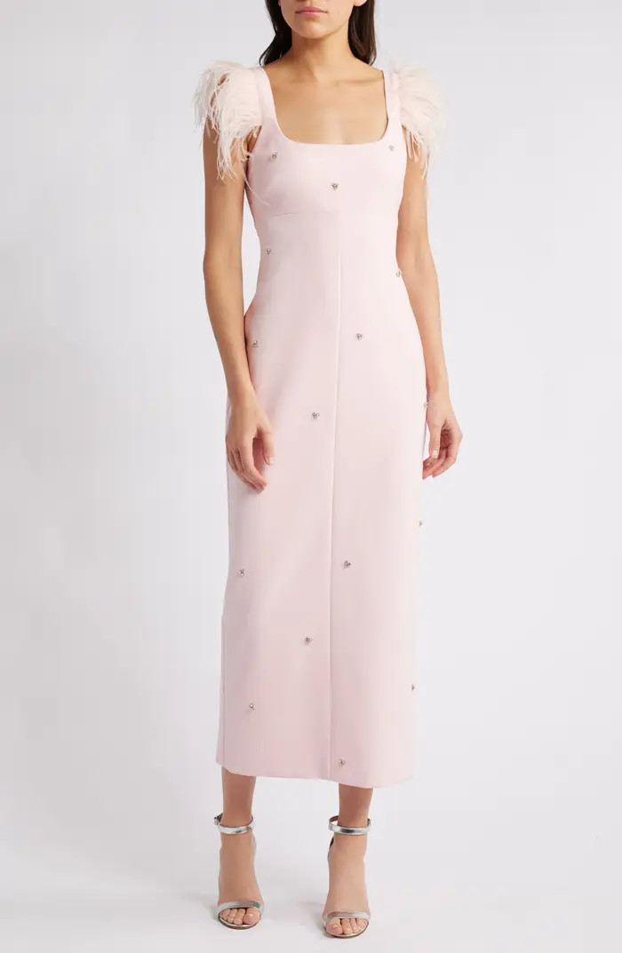 Cameron Feather Cap Sleeve Gown | Nordstrom