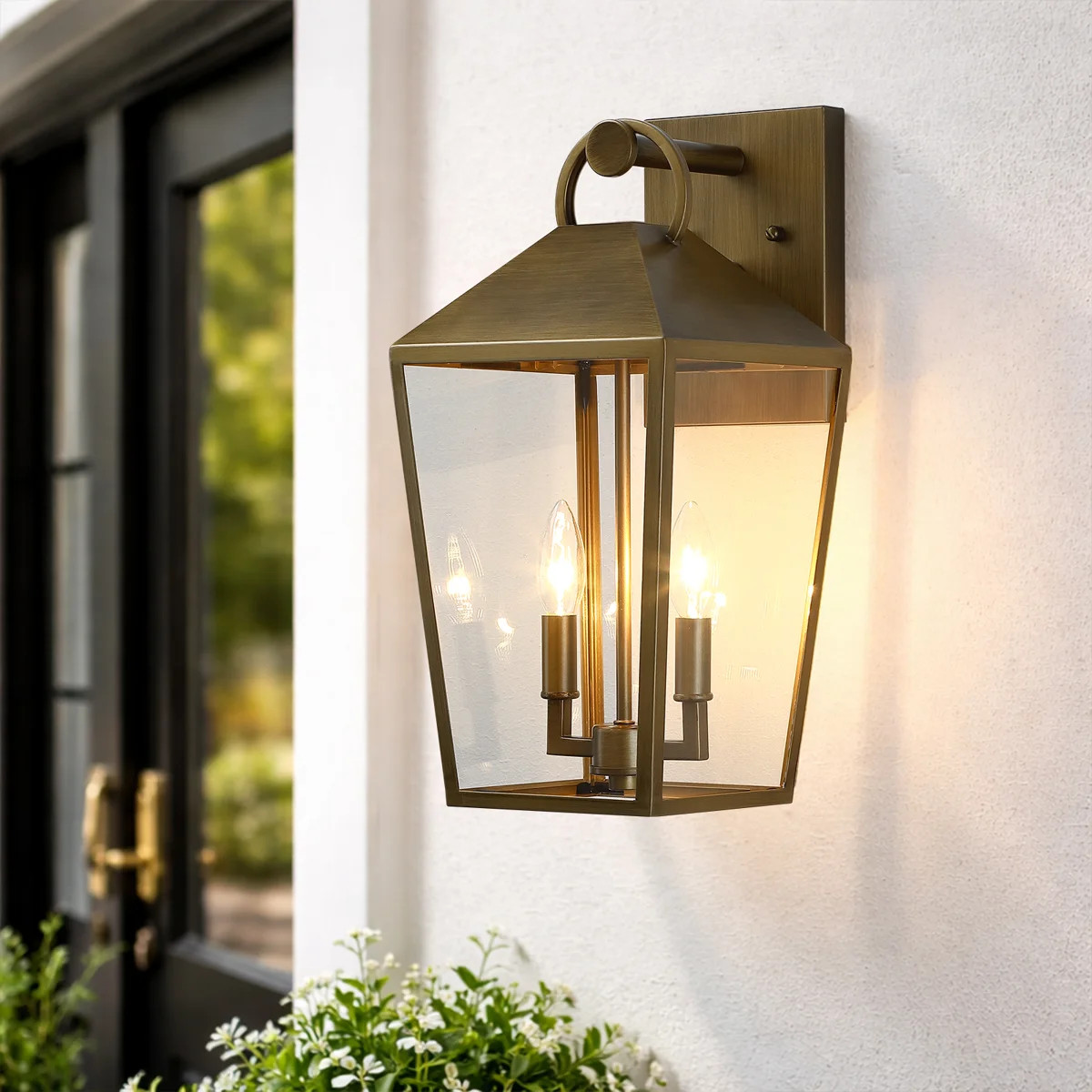 17 In. 2-light Brushed Brass Outdoor Wall Lantern Light | Wayfair North America