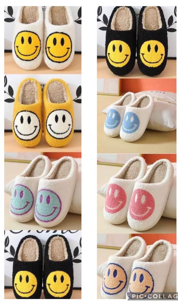 Smiley Face Slippers Happy Face Slippers Smiley Slippers | Etsy | Etsy (US)