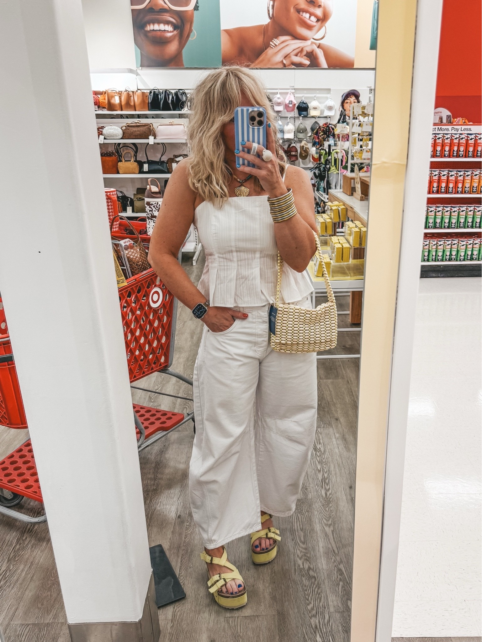 Carried a different bag today but left with this one from Target and it matched my fit perfectly!! 👏🏼🥰
•Jeans true to size 
•Too M 
•Sandals true to size

#LTKootd #LTKgrwm #LTKOver40