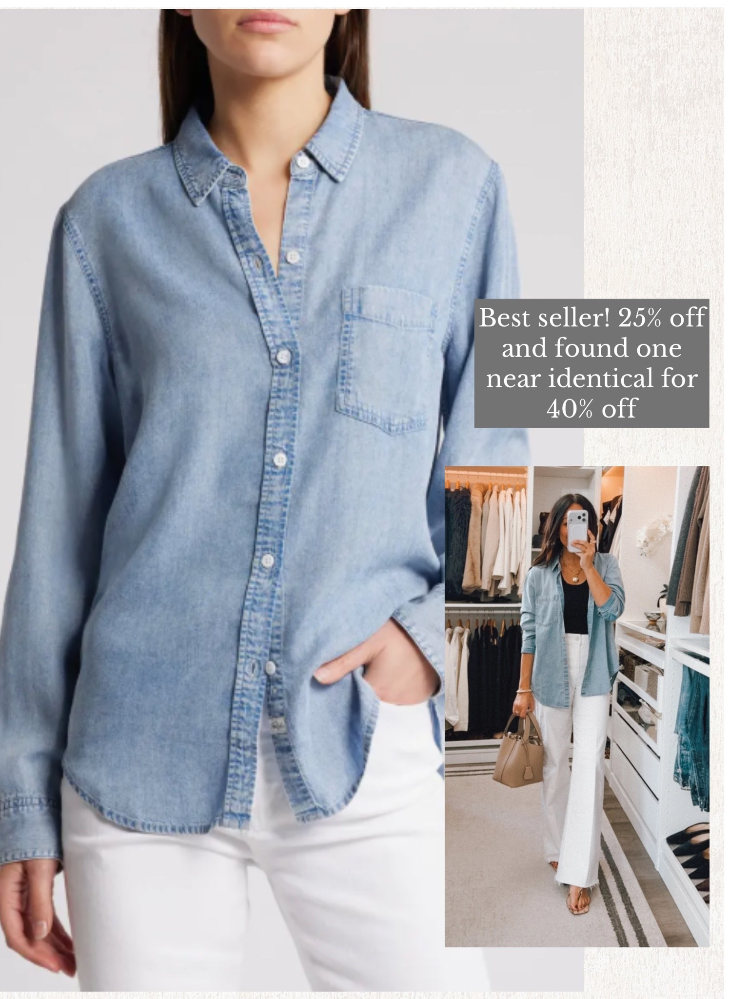 Chambray shirt! A closet staple! Linked some on sale🎉

#LTKootd #LTKOver40 #LTKSaleAlert