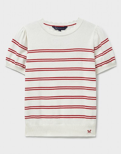 Sola Crew Neck Jumper in Red White Stripe | Crew Clothing (UK)