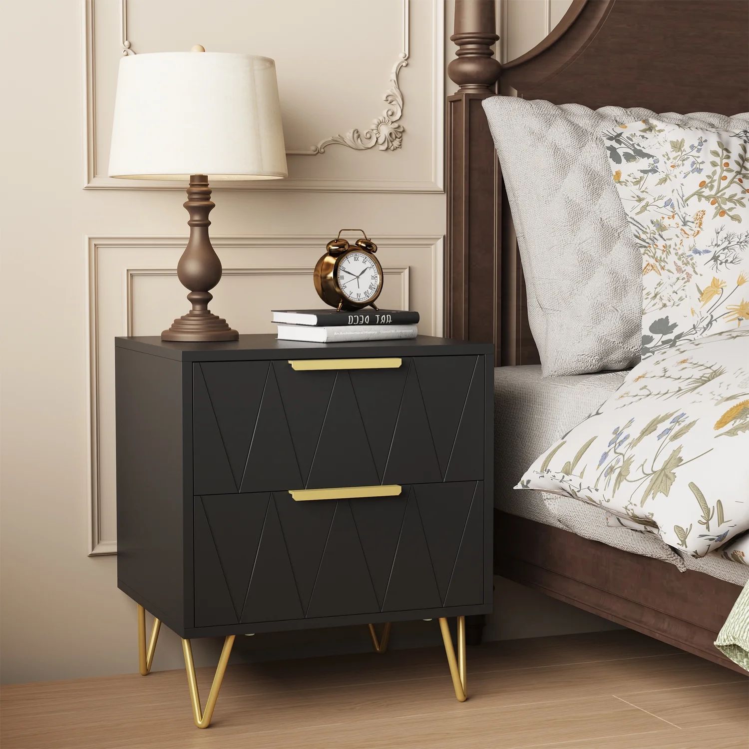 Behost Black Nightstand for Bedroom Living Room,Modern 2 Drawer Nightstand Bedside Table with Sto... | Walmart (US)