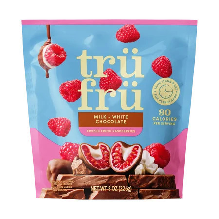 Tru Fru Frozen Raspberries in Milk & White Chocolate, 8oz | Walmart (US)