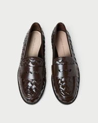 Rachel Espresso Woven Leather Loafer | Loeffler Randall