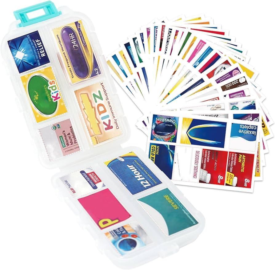 DIY Pill Organizer with 175 Pack Medicine Labels, Foldable Pocket Pharmacy for Travel Daily, Trav... | Amazon (US)