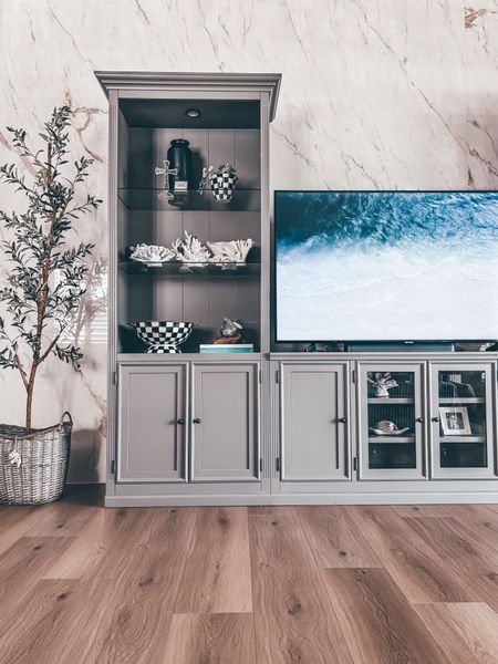 Tv wall. Decor. Living room. Ballard designs. Tv stand. Marble walls accent wall. 

#LTKhome