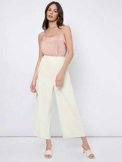 SHEIN BASICS Solid Wide Leg Pants | SHEIN