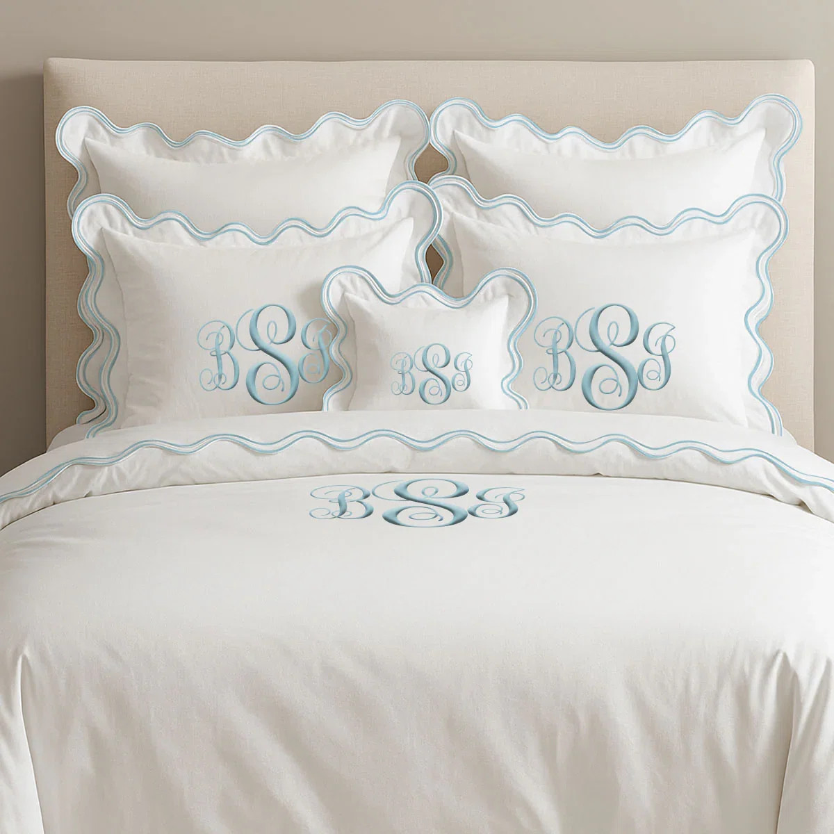 Monogram Cotton Luxurious Double Scallop Duvet Cover | Wayfair North America