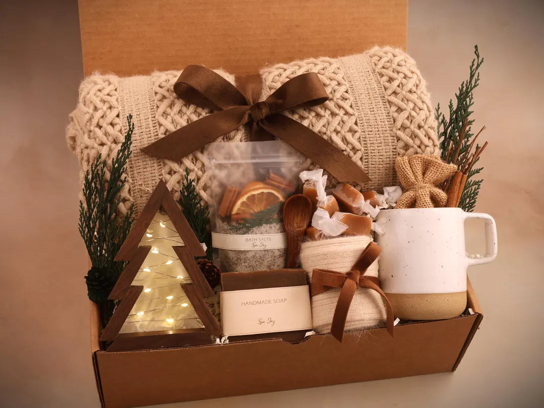 Holiday Gift Box, Christmas Gifts For Women, Warm Gift, Winter Gift Box, Sending A Hug, Gift Box,... | Etsy (US)