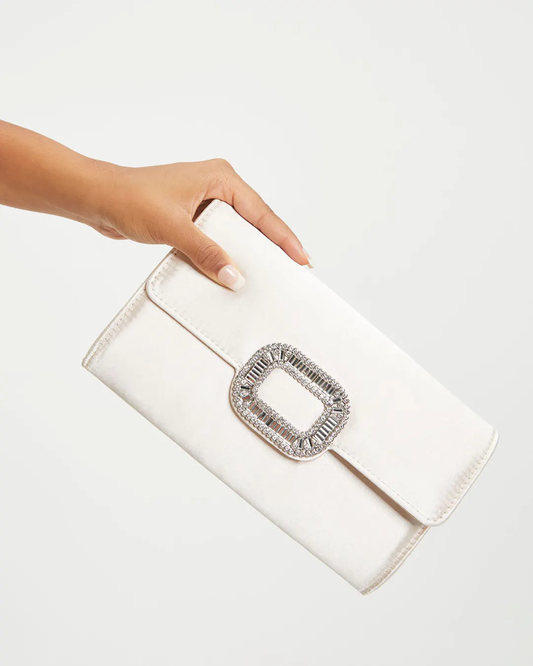 Celebration Satin Embellished Clutch - Ivory | VICI