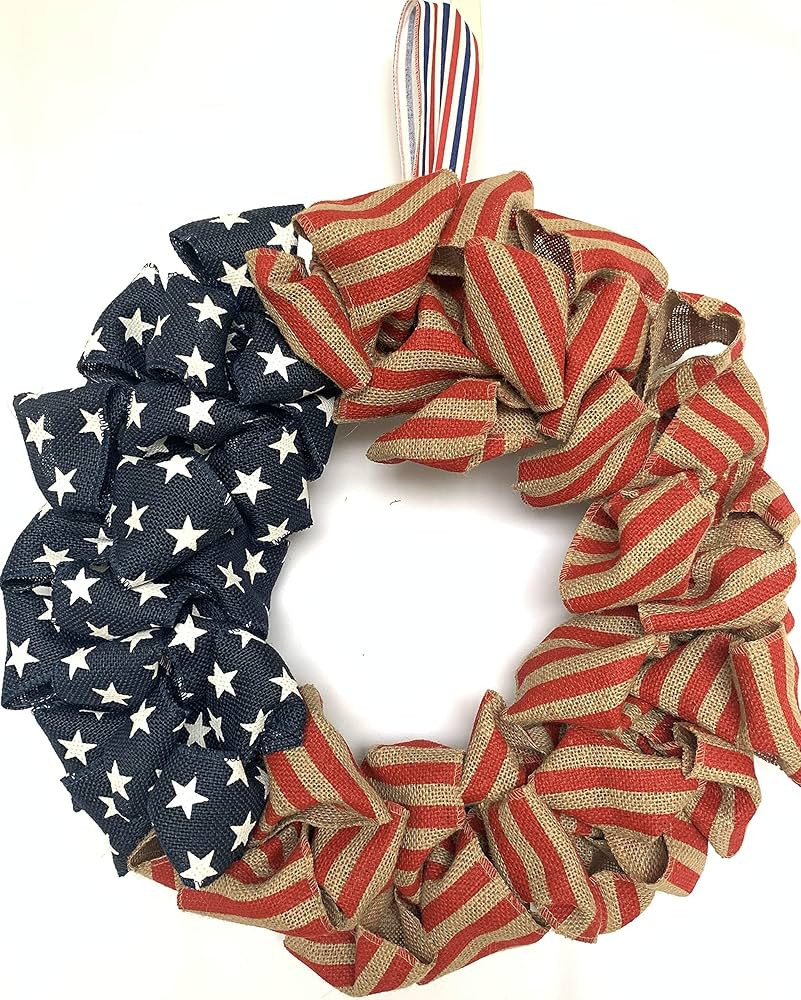 24 Inch Summer Patriotic Front Door Wreath 4th July Independence Day Wreath America Patriotic Fla... | Amazon (US)