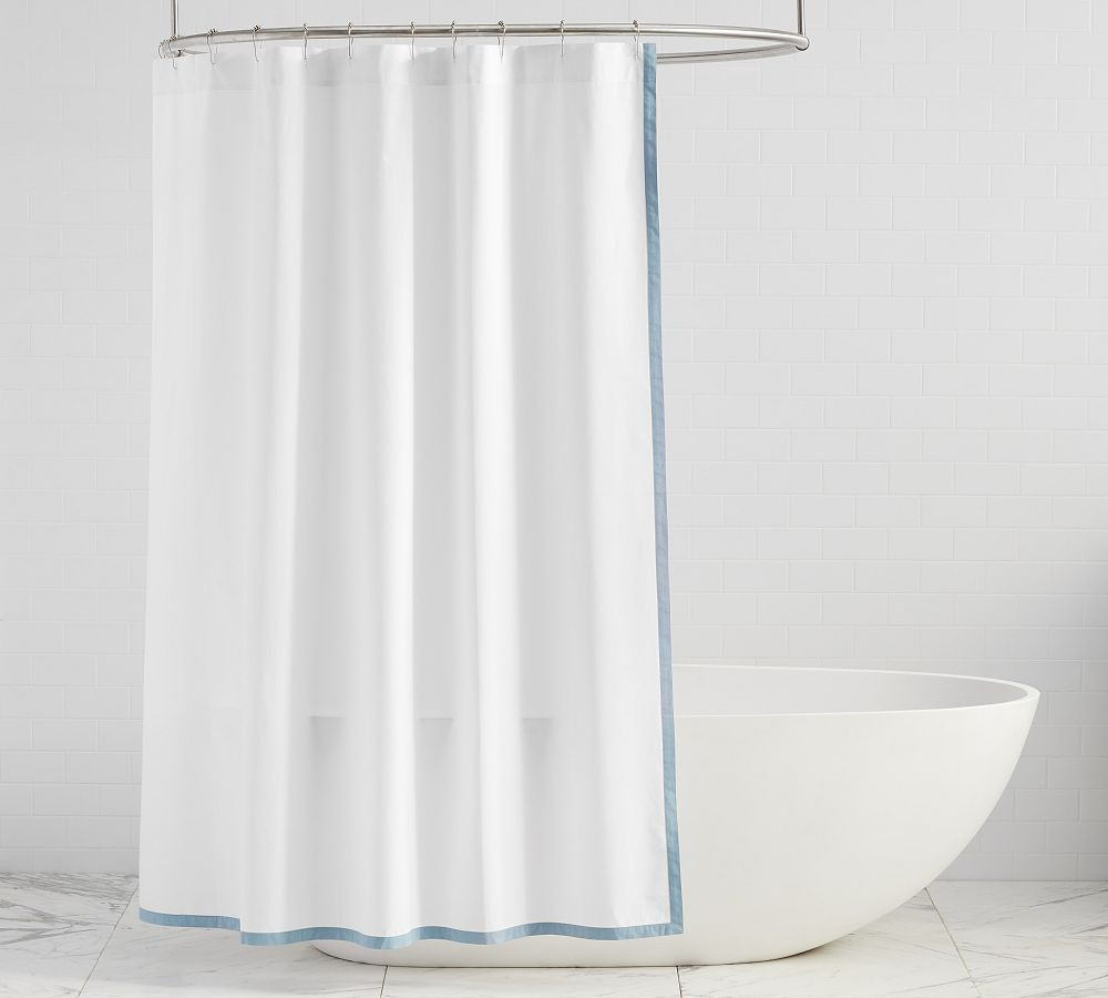Bordered Percale Shower Curtain | Pottery Barn (US)