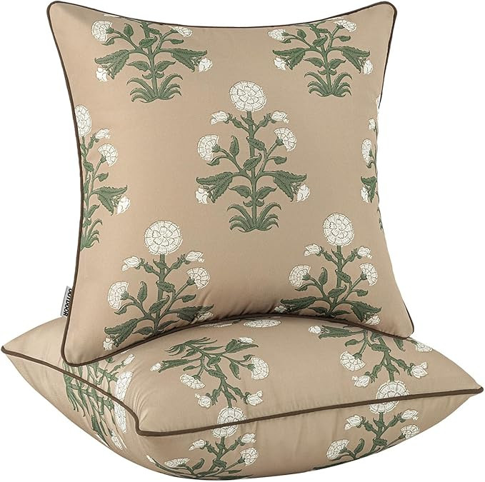 MIULEE Floral Outdoor Pillows with Inserts Set of 2 18x18,Waterproof Decorative Outdoor Throw Pil... | Amazon (US)