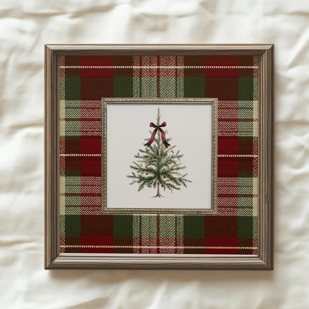 Rustic Christmas Tree Printable Art - Cozy Farmhouse Decor, Minimalist Holiday Illustration, Vint... | Etsy (US)