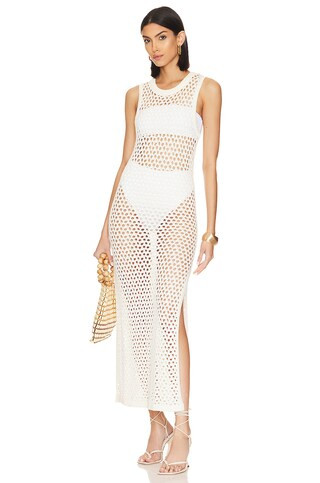 LNA Ry Open Knit Sweater Dress in White from Revolve.com | Revolve Clothing (Global)