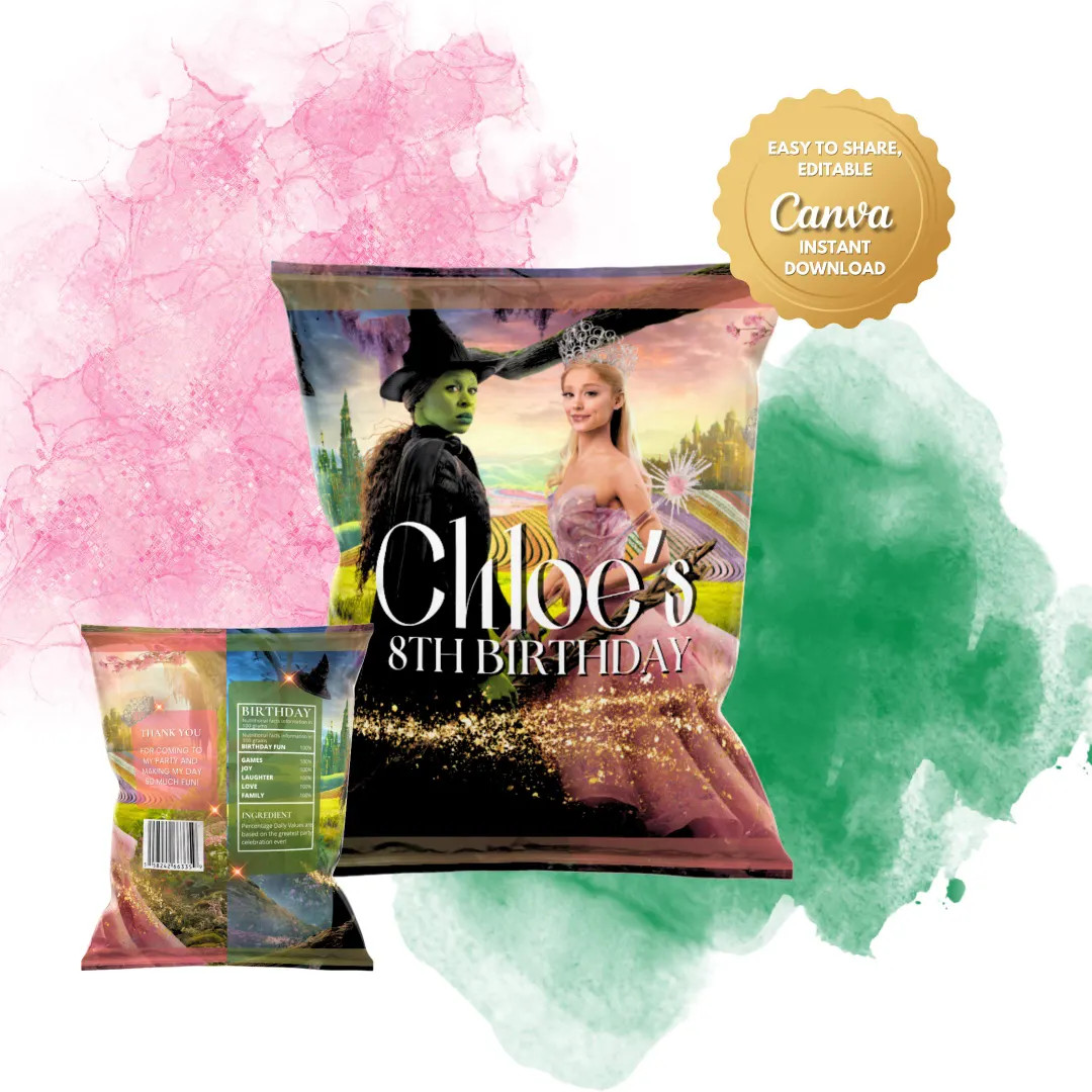 Wicked Movie Chip Bag Template, Wicked Movie Party Favor, Wicked Party, Canva Digital Template, E... | Etsy (US)