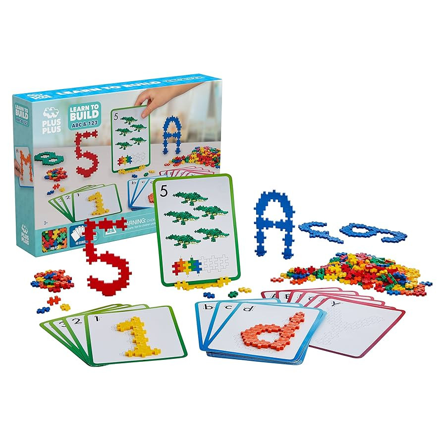 PLUS PLUS - Learn to Build ABC & 123 - 400 Pieces, 40 Flash Cards - Construction Building STEM / ... | Amazon (US)