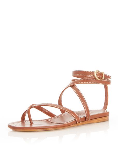 Marion Parke Harvey Calfskin Flat Gladiator Sandals | Neiman Marcus