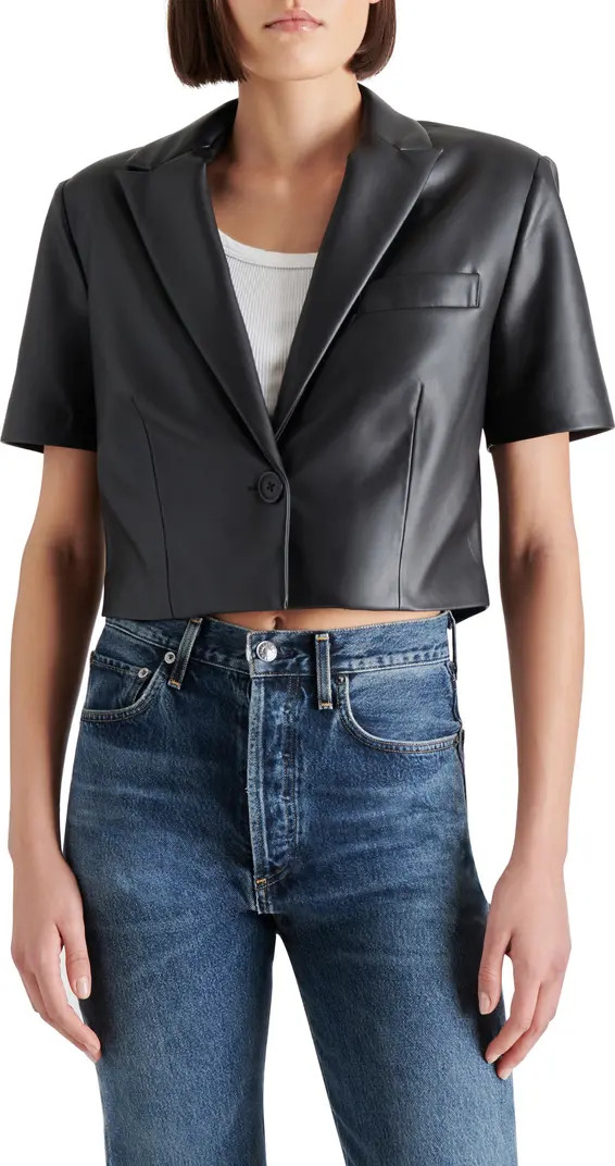 Fayette Short Sleeve Faux Leather Blazer | Nordstrom