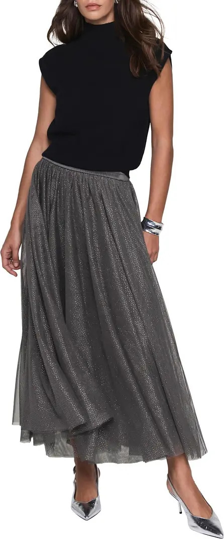 MINT VELVET Metallic Tulle Midi Skirt | Nordstrom | Nordstrom