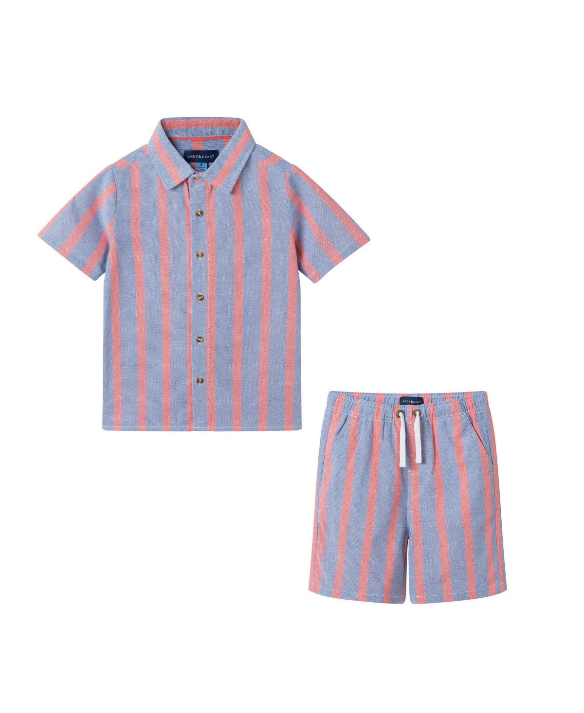 Andy & Evan Little Boys Striped Airy Oxford Set - Orange | Macy's