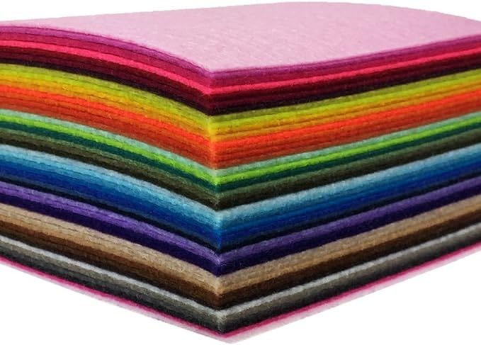 flic-flac 44PCS 4 x 4 inches (10 x10cm) Assorted Color Felt Fabric Sheets Patchwork Sewing DIY Cr... | Amazon (US)
