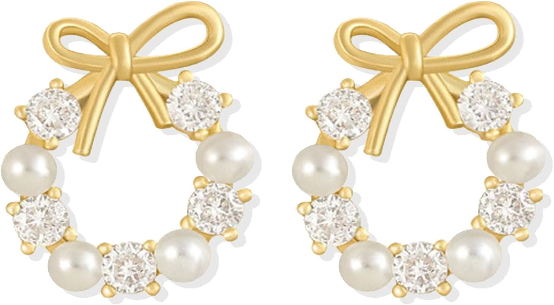 Bow Earrings for Women Trendy Sparkly Rhinestone Chain Tassel Earrings Bow Pearl Dangle Earrings ... | Amazon (US)