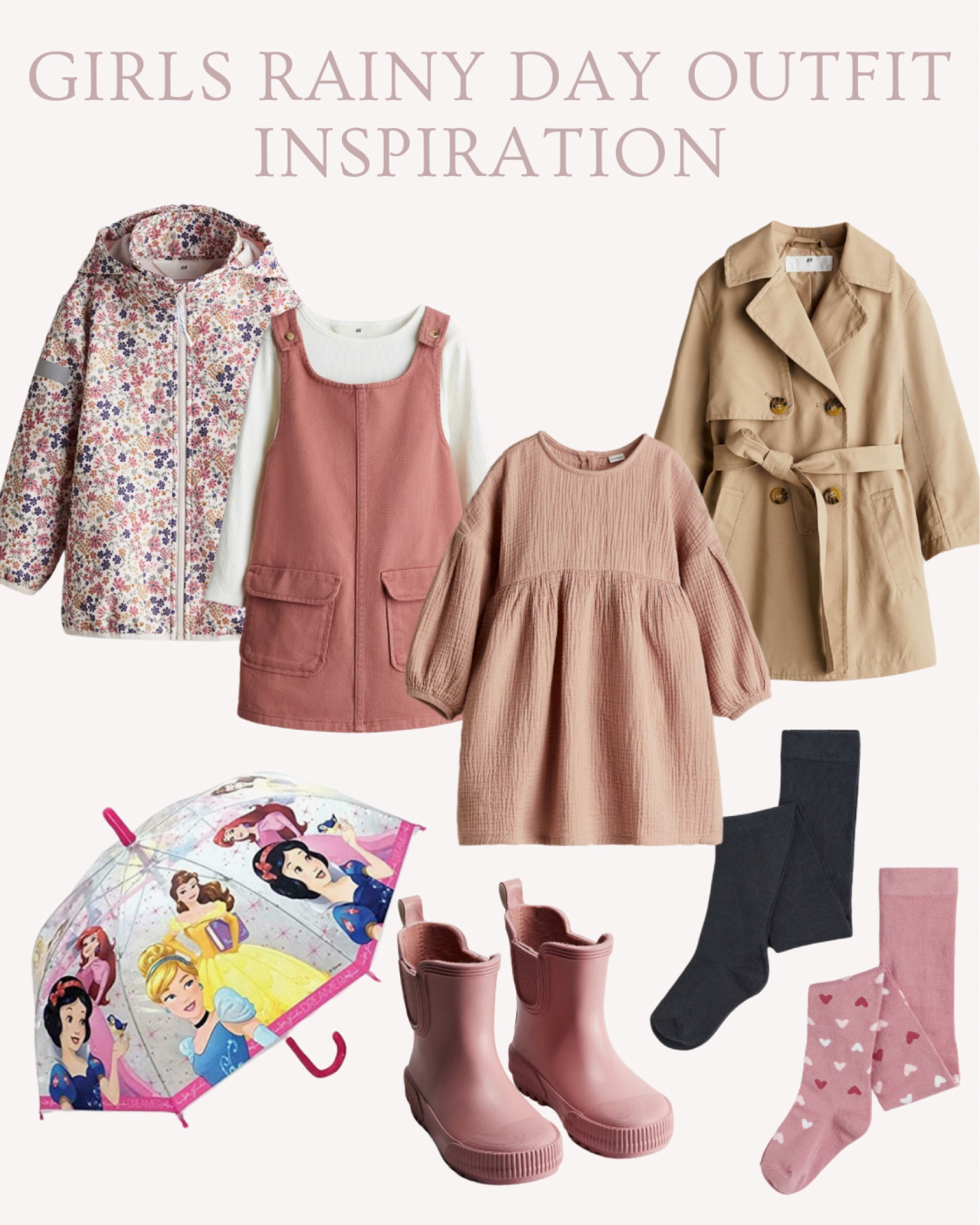 Rainy day outfit inspiration for little girls 💗
.
Wellies - rain boots - trench coat - kids umbrella- Disney princess - raincoat - H&M - h and m kids - girls outfit ideas - autumn clothes - fall looks - pink and beige 

#LTKBacktoSchool #LTKKids