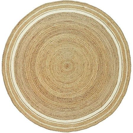 Vipanth Exports Round Jute Rug Beige with White Line Area Rug For Home Decor ( 5x5 Feet) | Walmart (US)