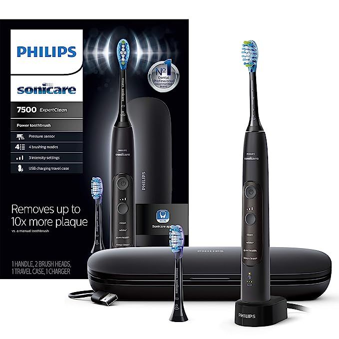 Philips Sonicare ExpertClean 7500, Rechargeable Electric Power Toothbrush, Black, HX9690/05 | Amazon (US)