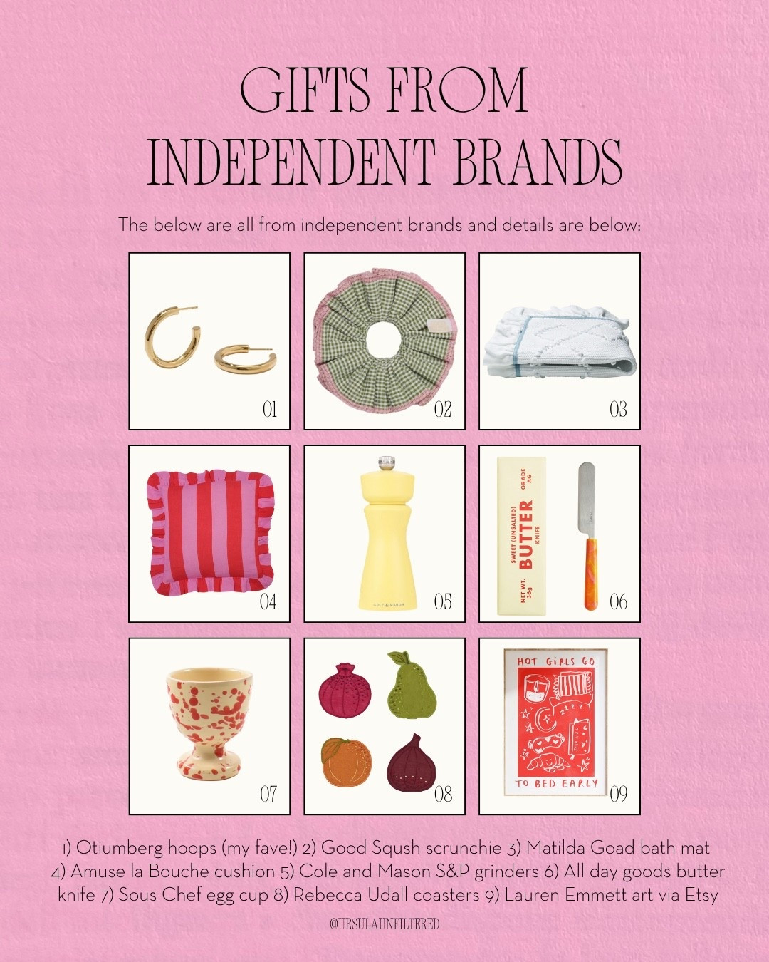 Gift guide part eight: independent brands ⭐️ Have listed the brands in the photo as can’t link them but hopefully still some good inspo ✨

#LTKfestive #LTKgiftguide #LTKhome