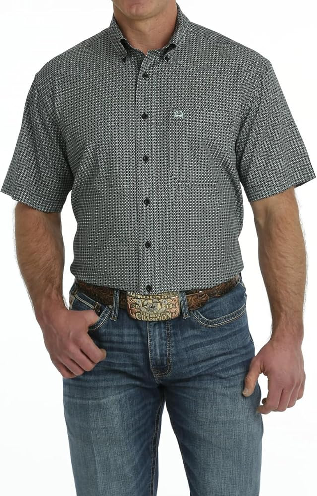 CINCH Arenaflex Black Geo Print - Mens Shirt, X-Small | Amazon (US)