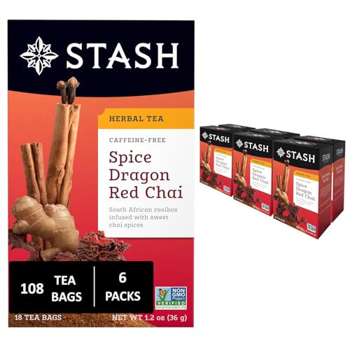 Stash Tea Spice Dragon Red Chai Herbal Tea, Caffeine Free, 18 Bags (Pack Of 6) | Amazon (US)