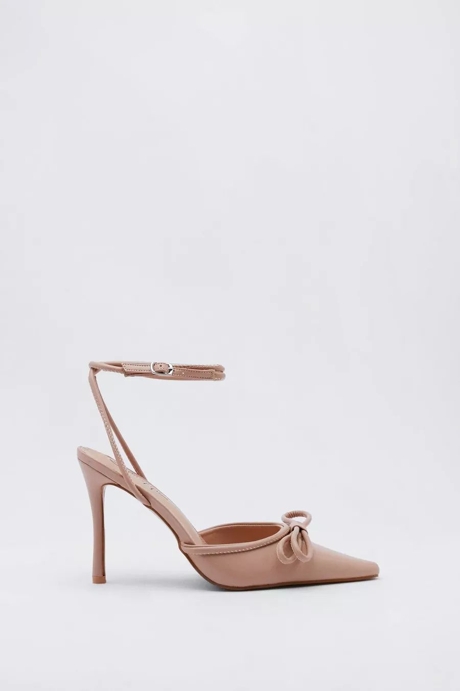 Faux Leather Bow Strappy Court Heel | Nasty Gal (US)