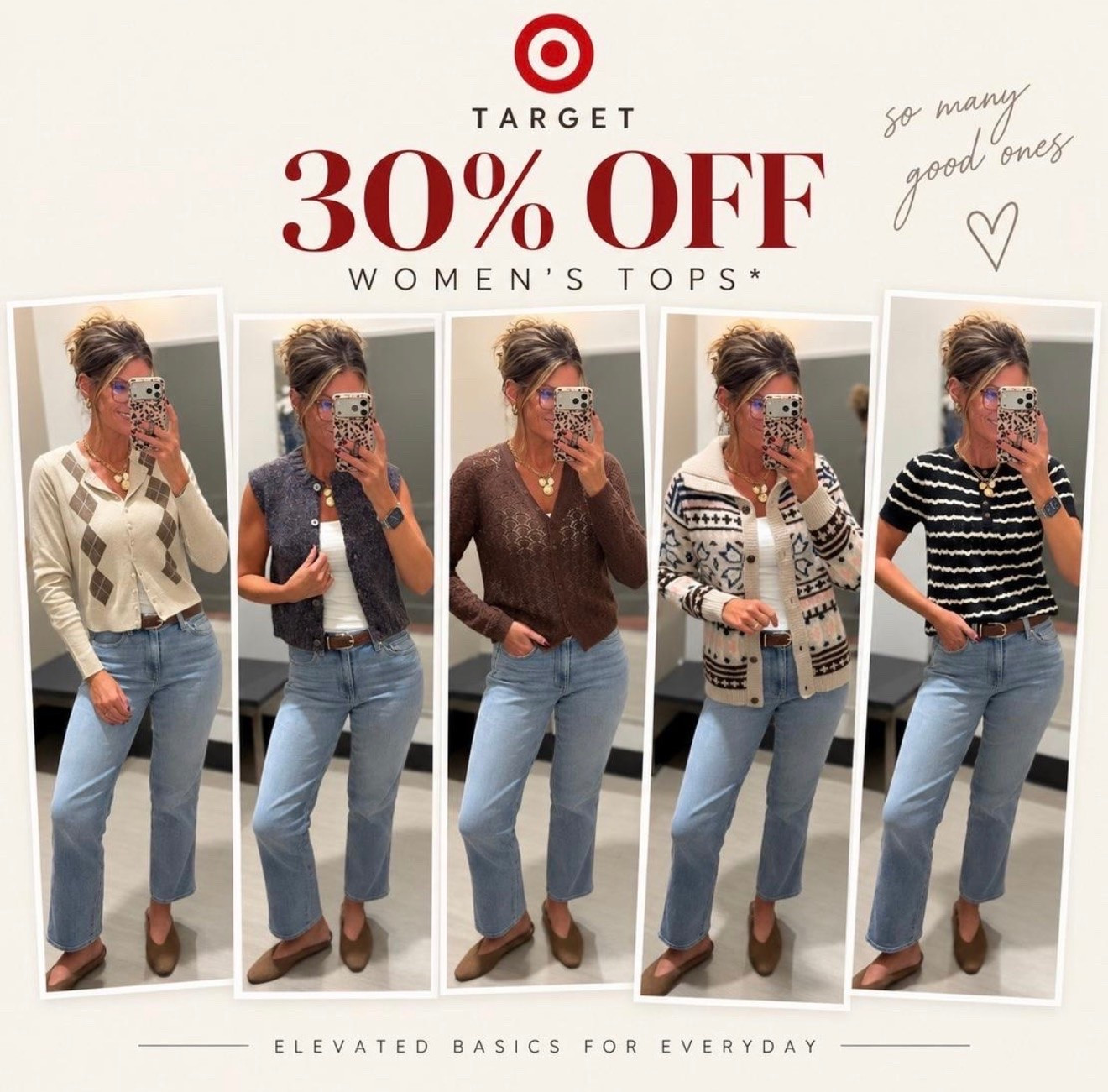 Target sale 🎯 
Wearing small in all styles but brown open knit cardigan. Sized up to medium in that style. 
Jeans/ 8R
@Target

#LTKSeasonal #LTKOver40 #LTKSaleAlert